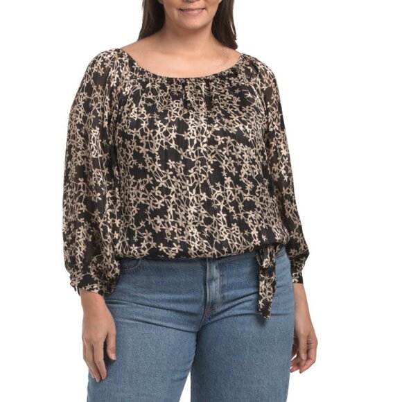 VINCE CAMUTO Rich Black Plus Off The Shoulder Blouse - Picture 1 of 2